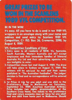 1989 Scanlens VFL #163 Competition Card Front